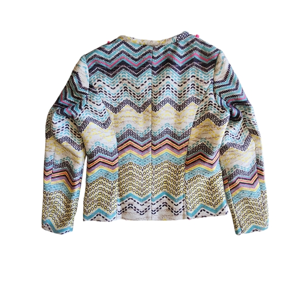 Molly Bracken Boho Aztec Print with Pom Poms Jacket Size Medium - Picture 14 of 16